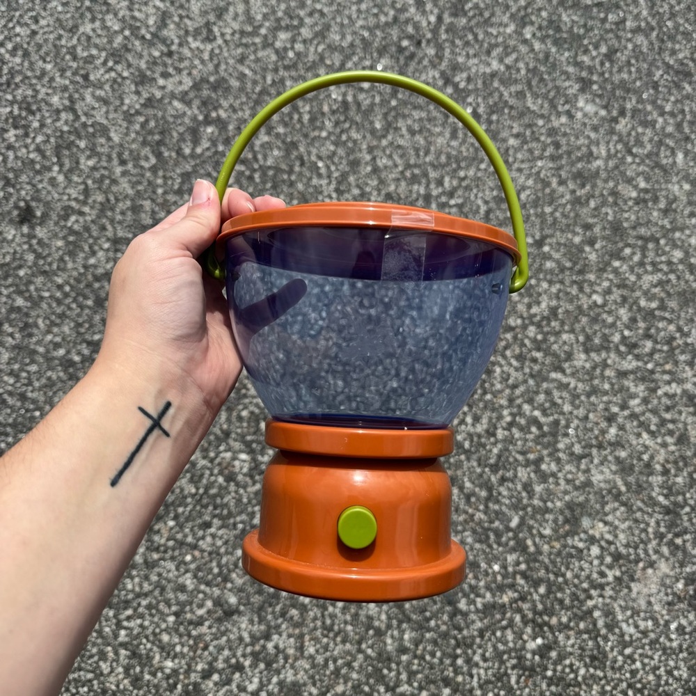 Camping Orange and Green Lantern popcorn container